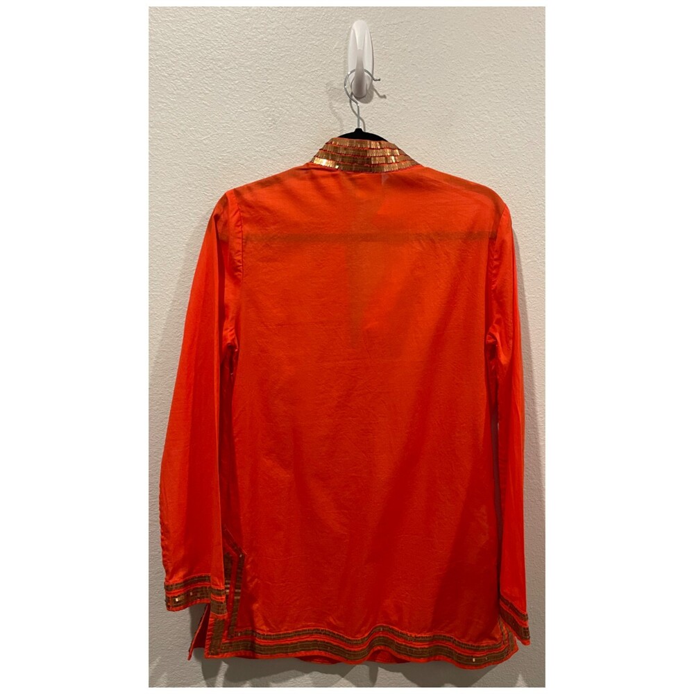 TORY BURCH Gold Sequins V-Neck Orange Caftan Tunic - Picture 6 of 6
